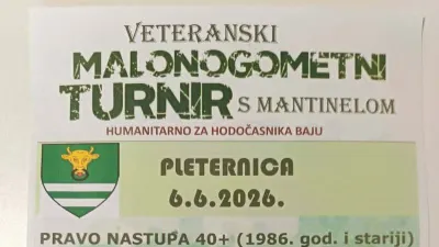 U subotu, 06. 06. 2026. održat će se 3. Veteranski malonogometni turnir »Pleternica 2026«